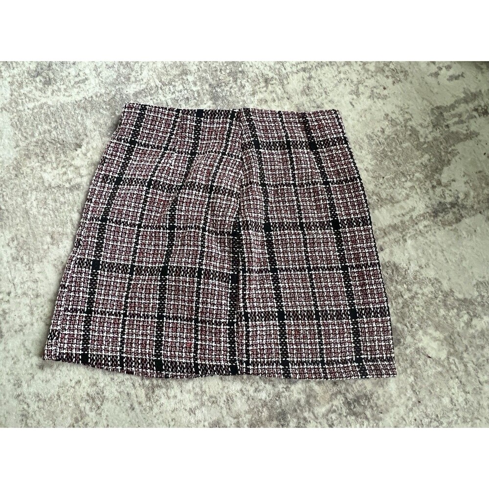 Plaid Skirt Girls Mini Red Black Preppy School Outfit Tweed